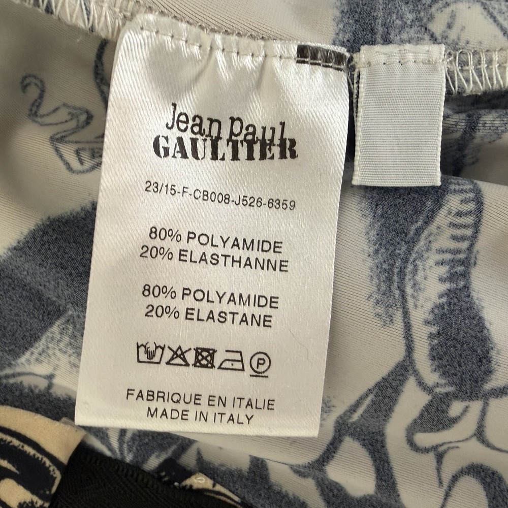 Jean Paul Gaultier Printed Heraldique Long Sleeve High Neck Catsuit XXL Cream - Picture 9 of 16